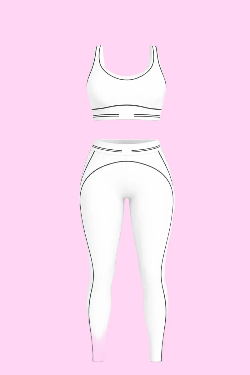 White Luxury Athleisure Two-Piece Set